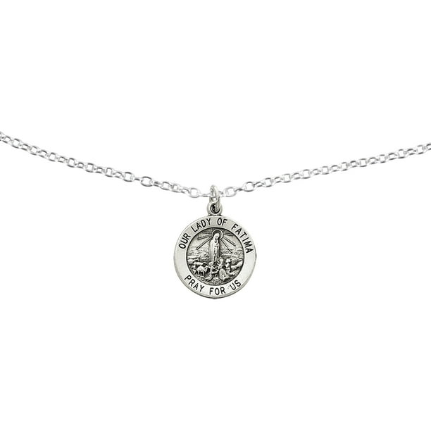 18 Chain Sterling Silver Our Lady of Fatima Pendant 18 Chain Sterling Silver Our Lady of Fatima Pendant